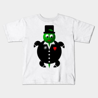 Cute Turtle Wearing a Tuxedo Kids T-Shirt